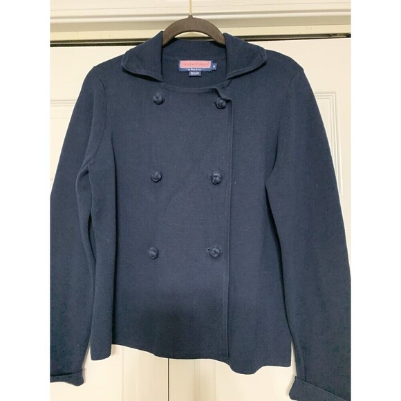 Vineyard Vines Double Breasted Sea Island Cardigan Sweater Jacket Navy M (EE8) - Picture 6 of 7